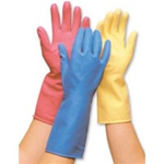 Kitchen Flocklined Rubber Gloves Small - One Dozen