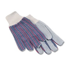 Leather Palm Knit Wrist Gloves - One Dozen