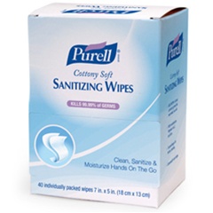 Wipes - Purell 40 Cottony Soft Sanitizing Wipes - 12 boxes per case